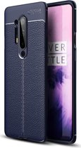 OnePlus 8 Pro Hoesje TPU Leer Design Back Cover Blauw