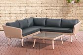 Clp Skara - Hoek loungeset - 1,25mm vlak Polyrattan - zand - Antraciet 40 cm (lichtbruin)