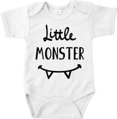 Baby romper van 100% katoen - Maat 74- Wit- Little Monster