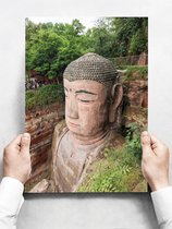 Wandbord: Gigantisch beeld van buddha - 30 x 42 cm