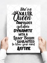 Wandbord: She's a killer Queen (Songtekst) - 30 x 42 cm