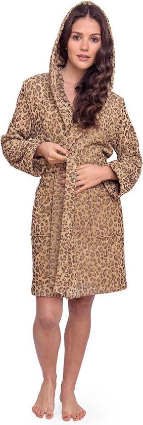 Ongunstig vereist Onderbreking Panter badjas - 100% velours katoen - capuchon - knielengte - maat XL |  bol.com