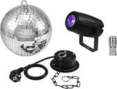 Boule disco EUROLITE - Boule à facettes - Boule disco 20cm avec moteur + LED PST-5 QCL Spot bk