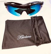 Kardano - Snelle Planga - Zonnebril - Vlotte Fietsbril - Zwart met blauwe groene lens