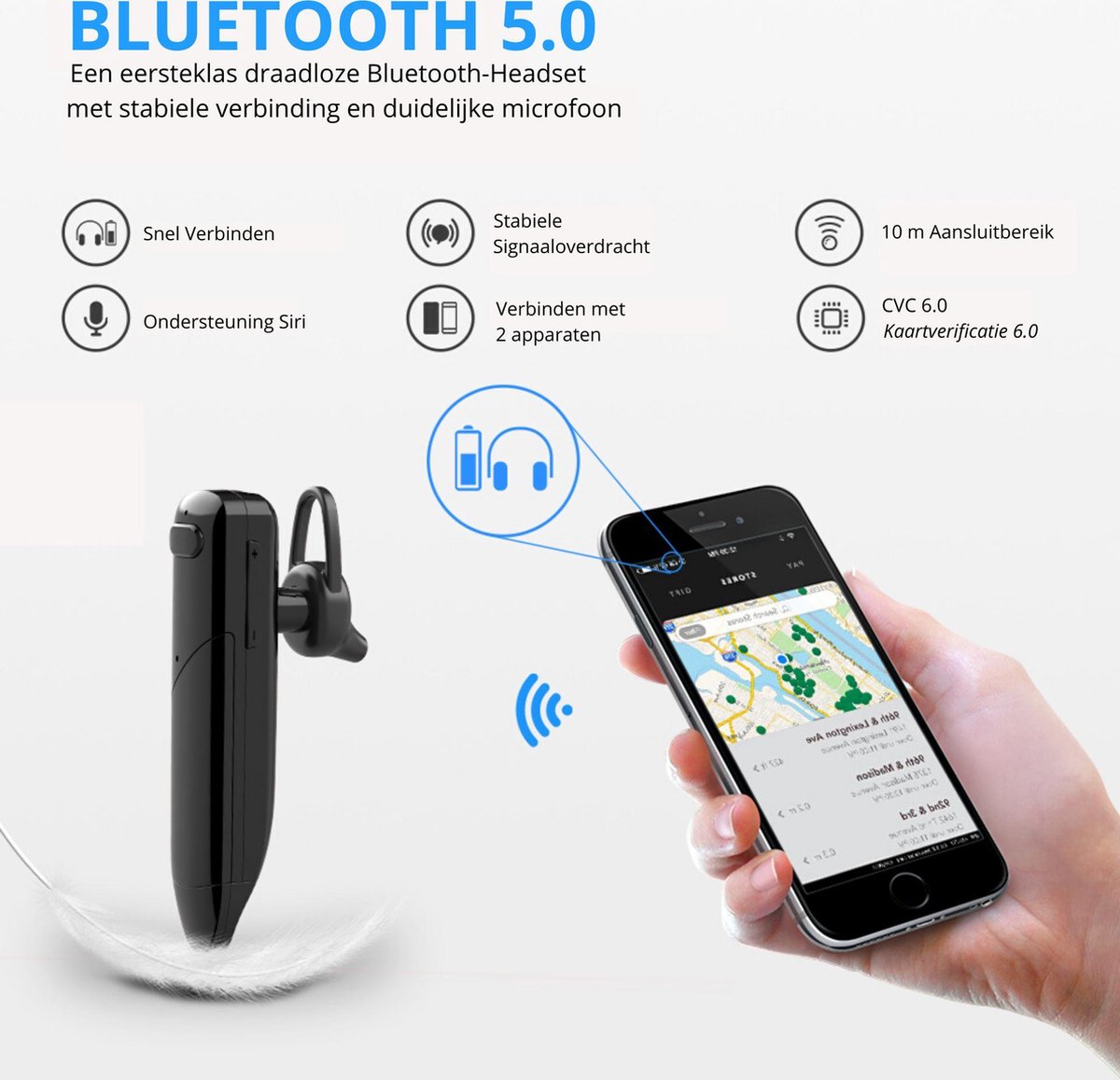 S530 Mini Bluetooth 4.1 oortje draadloos - Noise Reduction Handsfree bellen Zwart