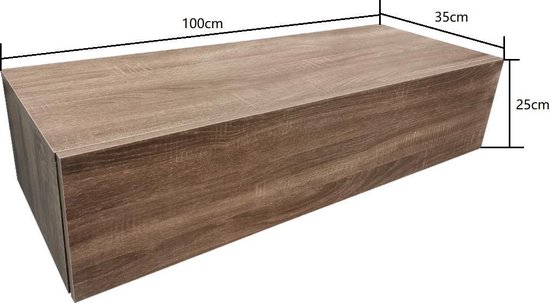 pomp zoals dat gemakkelijk Zwevend halkastje - hangende dressoir kast - nachtkastje met lade -100 cm  breed - bruin | bol.com