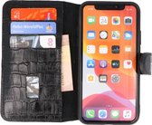 Bestcases Krokodil Handmade Leer Booktype Telefoonhoesje voor iPhone Xs /  X Zwart