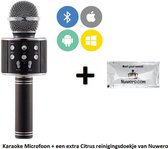 ZWART-  cadeau- Karaoke microfoon / karaoke set - Draadloos met HiFi Speaker Box - Set voor Android/iPhone/Apple, Bluetooth, selfiefunctie mp3, echo effect & stemvervormer  + een extra Citrus