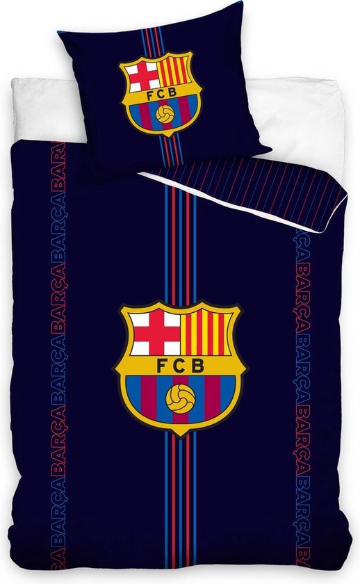 FC Barcelona Barca Logo Dekbedovertrek - Eenpersoons - 140x200 cm -  Donkerblauw | bol.com