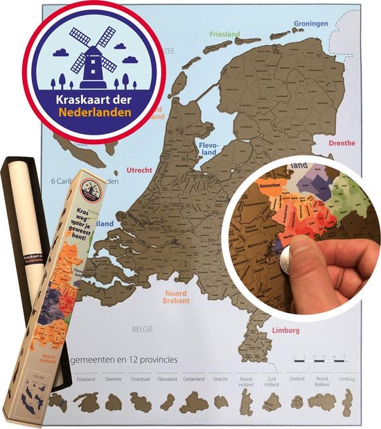 Kraskaart der Nederlanden Wereldkaart 44 x 56 cm - Karton - Scratch map