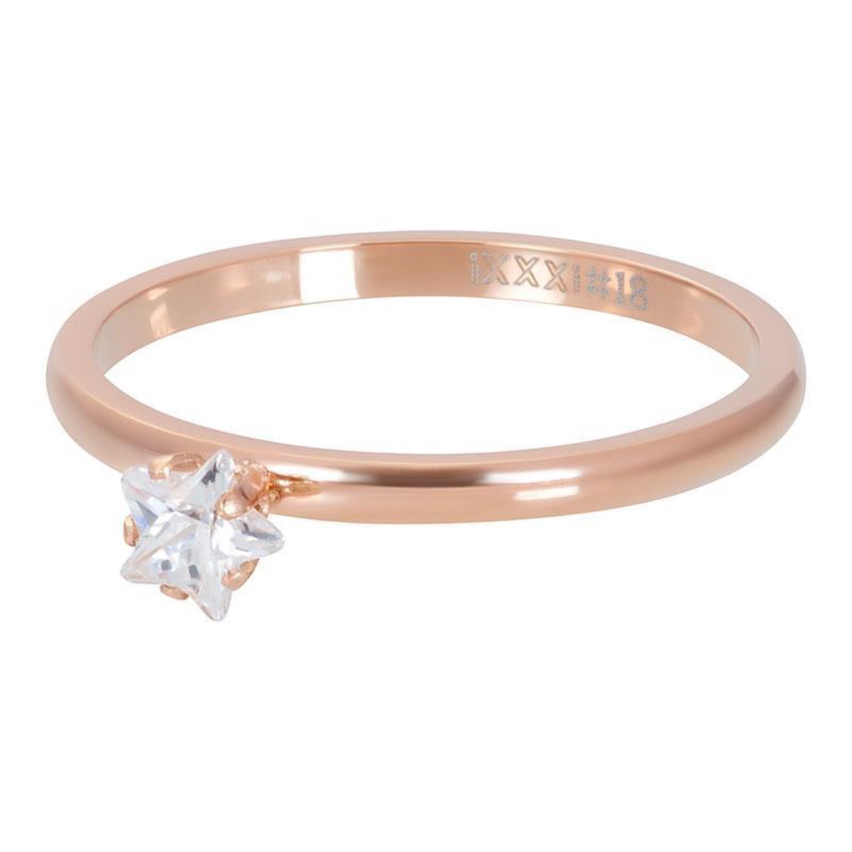 iXXXi Ring Star Crystal Stone Rosegoudkleurig - Maat 17