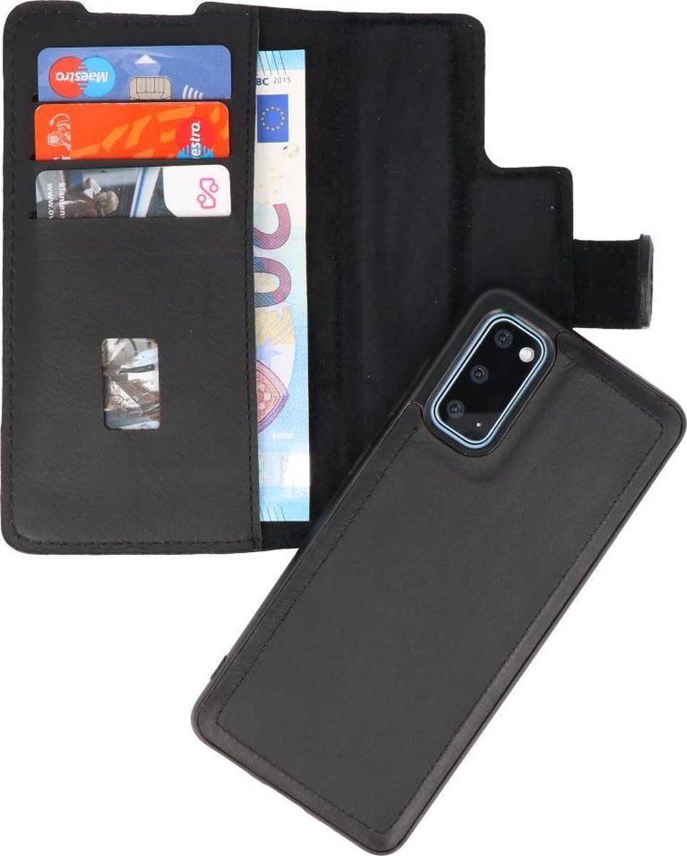 Bestcases 2 in 1 Handmade Leer Bookstyle Hoesje voor Samsung Galaxy S20 - Zwart