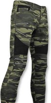 Luxe  Army Style Heren Biker Jeans Zip - 3025-18 - Groen
