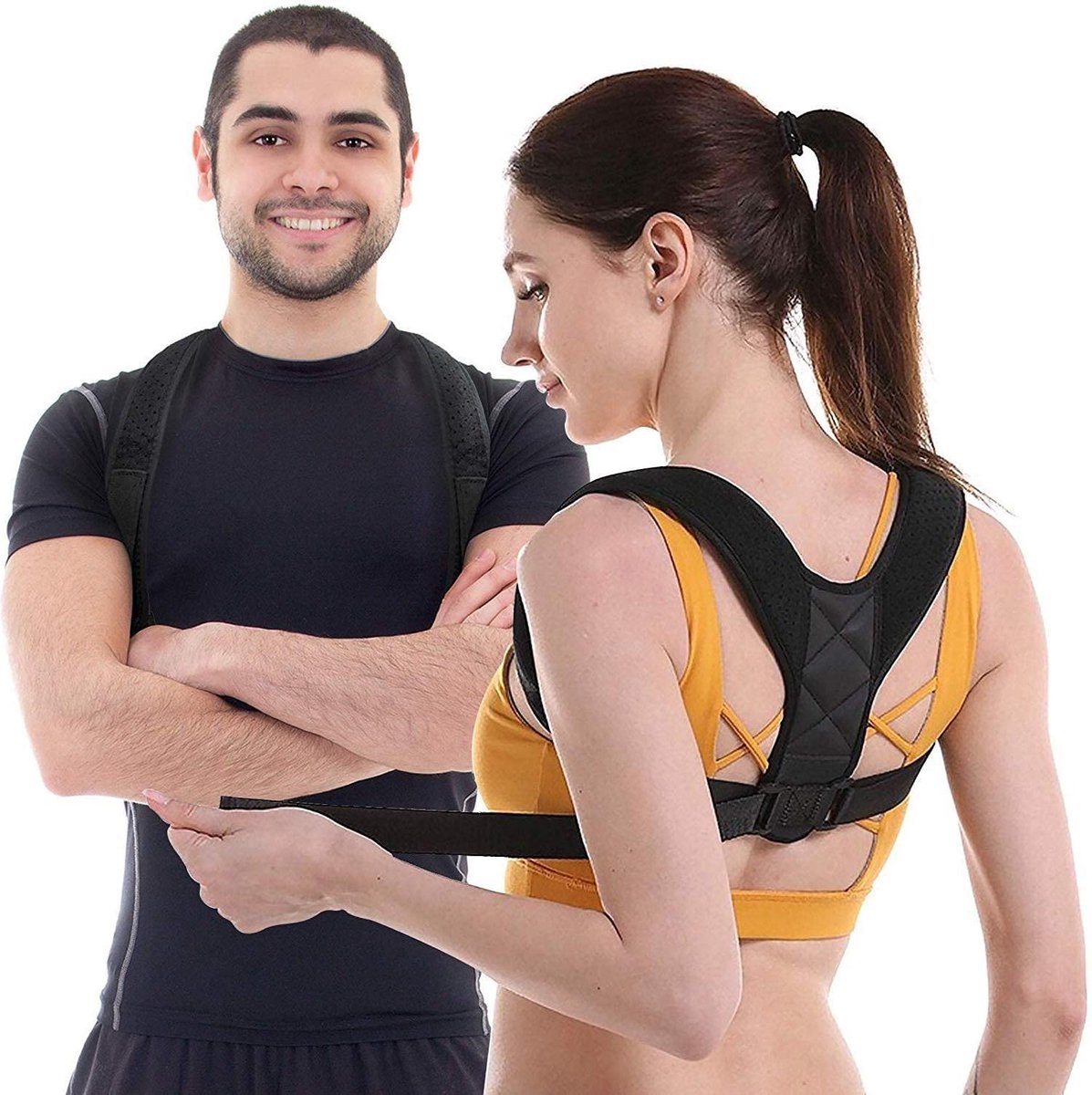 Houdingcorrector voor mannen en vrouwen voor rugondersteuning, schouders, nek - Verstelbare bovenrug-straightenerbrace voor sleutelbeenondersteuning en ruggengraatgezondheid - Rugbrace en schouderpijnverlichting, Posture Corrector