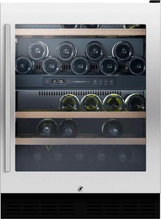Koelkast: wijnkast-Fisher & Paykel RS60RDWX1 wijnkoeler Compressorwijnkoeler Ingebouwd Roestvrijstaal 38 fles(sen) wijnkast-wijnkoelkast, van het merk Fisher & Paykel