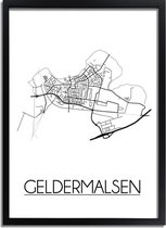 DesignClaud Geldermalsen Plattegrond poster A3 + Fotolijst zwart