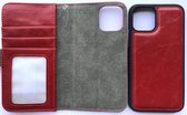 Apple iPhone 11 Pro boek hoesje met rits en afneembare siliconen binnenkant. Bordeaux rood leather look / 2 in 1 hoesje