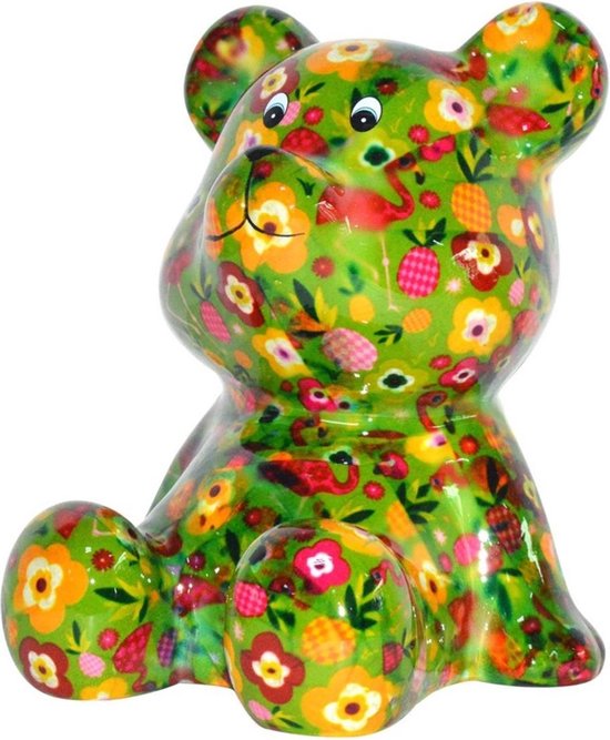 Een zekere motto meesterwerk Spaarpot beer groen met fruit print 16 cm - Pomme-Pidou dieren spaarpotten  | bol.com