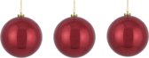 3x Grote kunststof kerstballen donkerrood 15 cm - Grote onbreekbare kerstballen - Kerstboomversiering/kerstversiering
