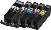 Huismerk Cartridge XL! Canon PGI-525 + CLI-526 multipack 2 x zwart + 3 kleuren inclusief chip iX6500,iX6550, iX6550, MX715, MX882, MX885, MX895, MG5100, MG5120, MG5150, MG5200, MG5