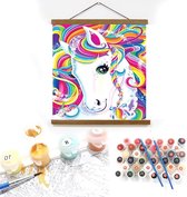 Schilderen op nummer - 40x50cm - Eenhoorn - Unicorn - Multicolor - Acrylverf - Op te hangen canvas - Inclusief Handleiding -Stevige Verzendkoker