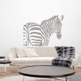 Muursticker Zebra -  Zilver -  140 x 109 cm  -  slaapkamer  woonkamer  dieren - Muursticker4Sale