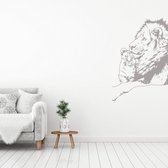 Muursticker Leeuw Met Welp -  Zilver -  54 x 80 cm  -  slaapkamer  woonkamer  dieren - Muursticker4Sale