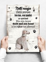 Wandbord hond: Bedlington Terier - 30 x 42 cm