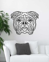 Engelse Bulldog Geometrisch Hout 70 x 83 cm Black - Honden - Wanddecoratie