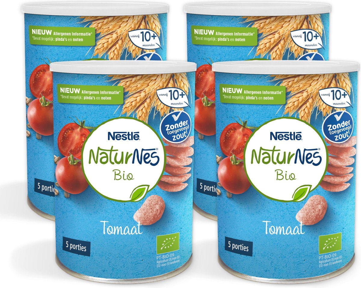NaturNes Bio Nutripops Tomate 10 mois collation bio 4 boîtes de 35 grammes  | bol.