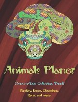 Animals Planet - Grown-Ups Coloring Book - Donkey, Lemur, Chameleon, Lynx, and more