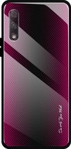 Voor Huawei Honor 9x Texture Gradient Glass Protective Case (Rose Red)