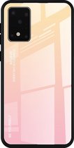 Voor Galaxy S20 Gradient Color Glass-hoesje (geel)