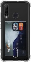 Couverture arrière de la carte Huawei P30 Lite | Transparent | TPU souple | Antichoc | Porte-cartes | Wallet