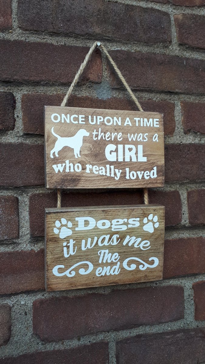 Mini ladder hout met tekst liefde voor de hond leuk cadeau of om zelf op te hangen.