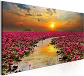 Schilderijen Op Canvas - Schilderij - Lily Field (1 Part) Wide 100x45 - Artgeist Schilderij