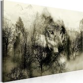 Schilderijen Op Canvas - Schilderij - Mountain Predator (1 Part) Wide Beige 90x60 - Artgeist Schilderij