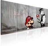Schilderijen Op Canvas - Schilderij - Mario Bros on Concrete 225x90 - Artgeist Schilderij