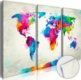 Schilderijen Op Canvas - Afbeelding op acrylglas - World Map: An Explosion of Colours [Glass] 120x80 - Artgeist Schilderij