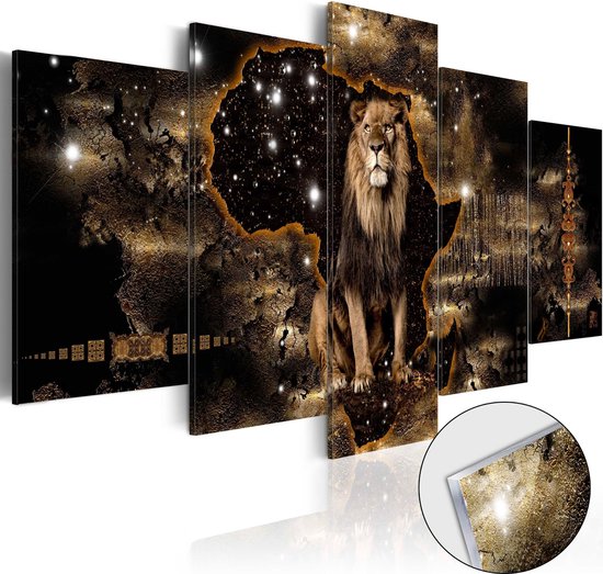 Schilderijen Op Canvas - Afbeelding op acrylglas - Golden Lion [Glass] 200x100 - Artgeist Schilderij