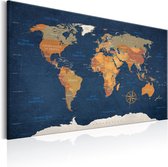 Schilderijen Op Canvas - Schilderij - World Map: Ink Oceans 120x80 - Artgeist Schilderij