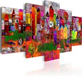 Schilderijen Op Canvas - Schilderij - Colourful Small Town 100x50 - Artgeist Schilderij