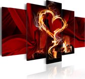 Schilderijen Op Canvas - Schilderij - Flames of love: heart 200x100 - Artgeist Schilderij