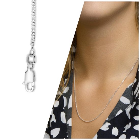 Ketting Dames - 1,8mm - 50cm - Zilver -Gourmet - Heren - Karabijn sluiting - Poli - Sieraden Vrouw - Zilver 925 - Gerhodineerd
