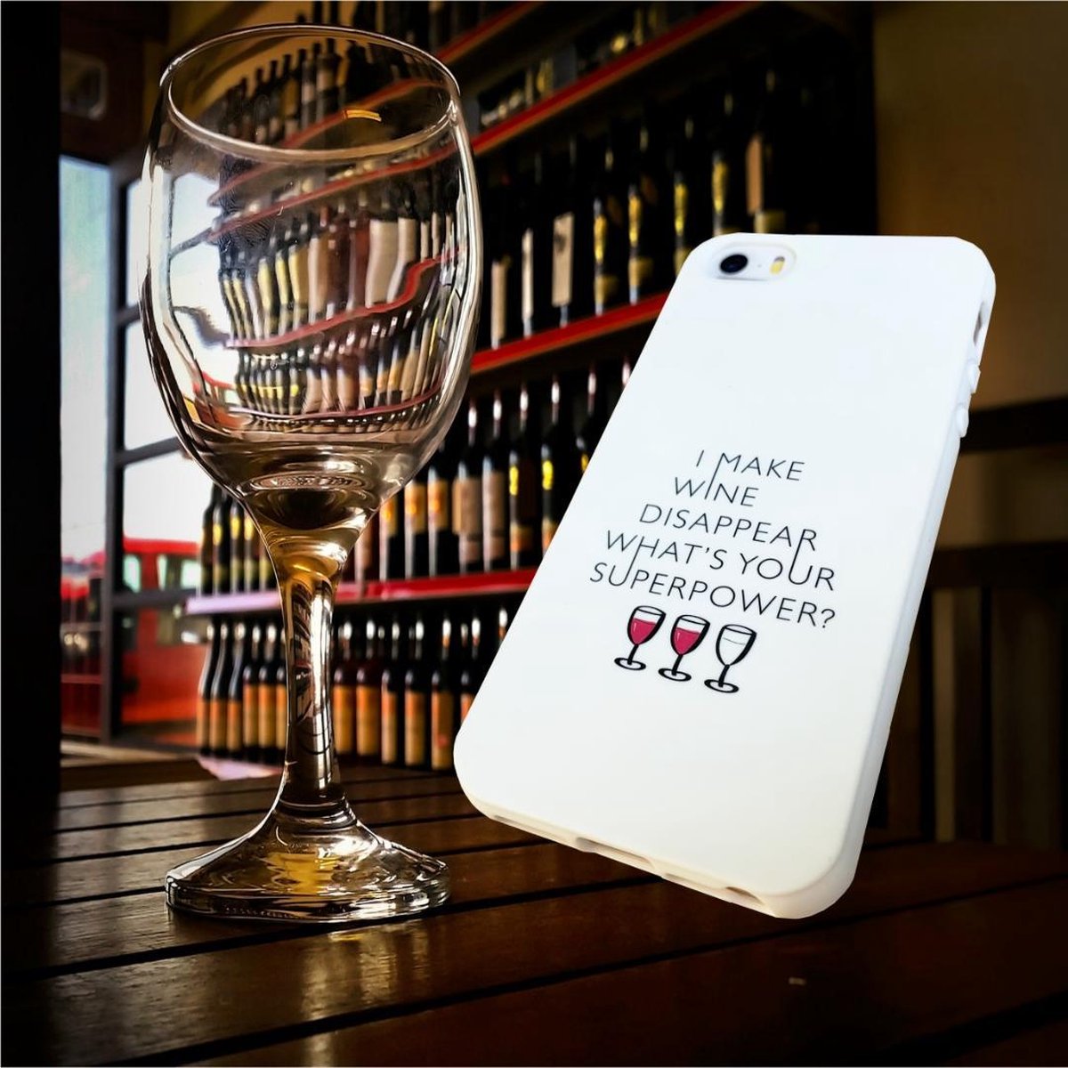 Apple Iphone XR wit siliconen hoesje - I make wine disappear whats your superpower?
