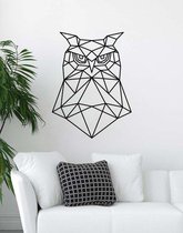 Uil Geometrisch Hout 40 x 53 cm Black - Wanddecoratie