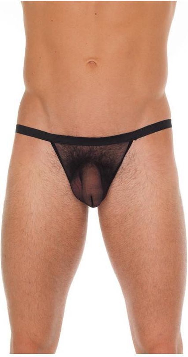 Zwarte transparante herenstring