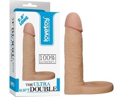 Lovetoy Voorbinddildo voor dubbele penetratie Ultrasoft Double - 15 cm