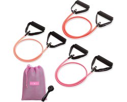 NINN Sports - Premium Fitness Tubes PINK van hoge kwaliteit - Set van 5 verschillende weerstanden - Weerstandsbanden - Fitness Elastiek - Full body - Resistance band