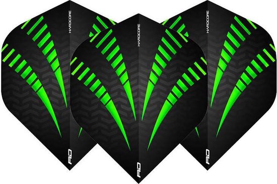 RED DRAGON Voli Per Freccette Hardcore Radical – 4 Set (12 Voli), Spessore Extra 100 Micron, Nero E Gallo